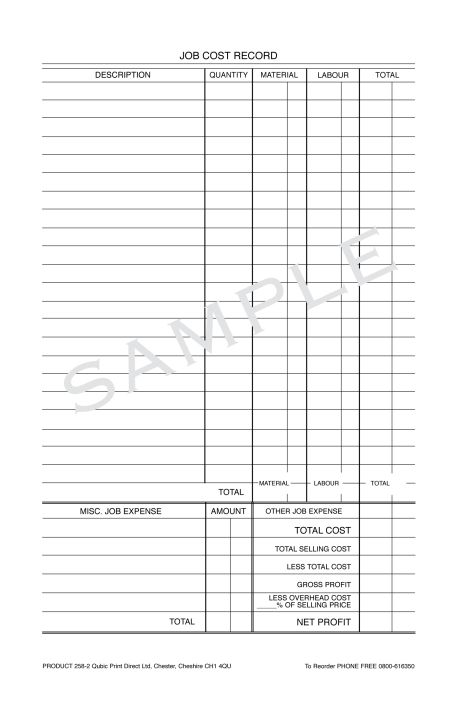 Job Work Order Books - 258-2 :: Receipt Book Company